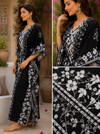 Midnight Blossom Indian Kaftan