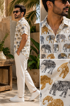 Ivory Elephant Print Shirt