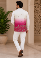 Sunset Garden Embroidered Nehru Jacket