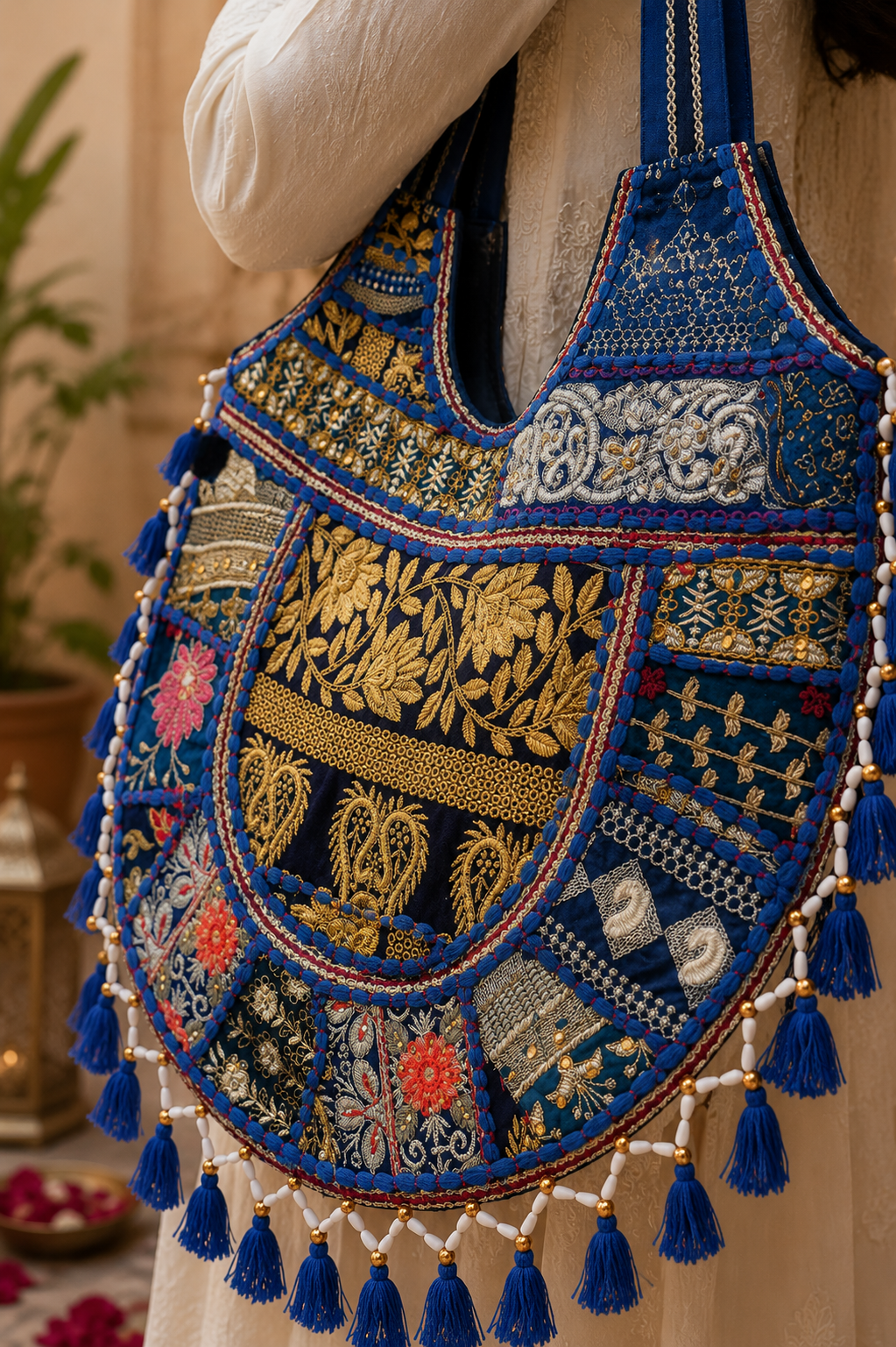 Sapphire Heritage Embroidered Tote
