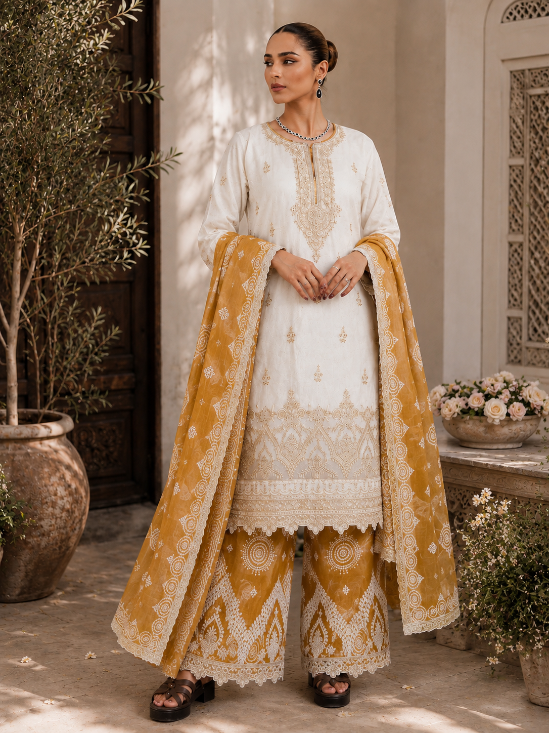 Elegant Embroidered Suit Set