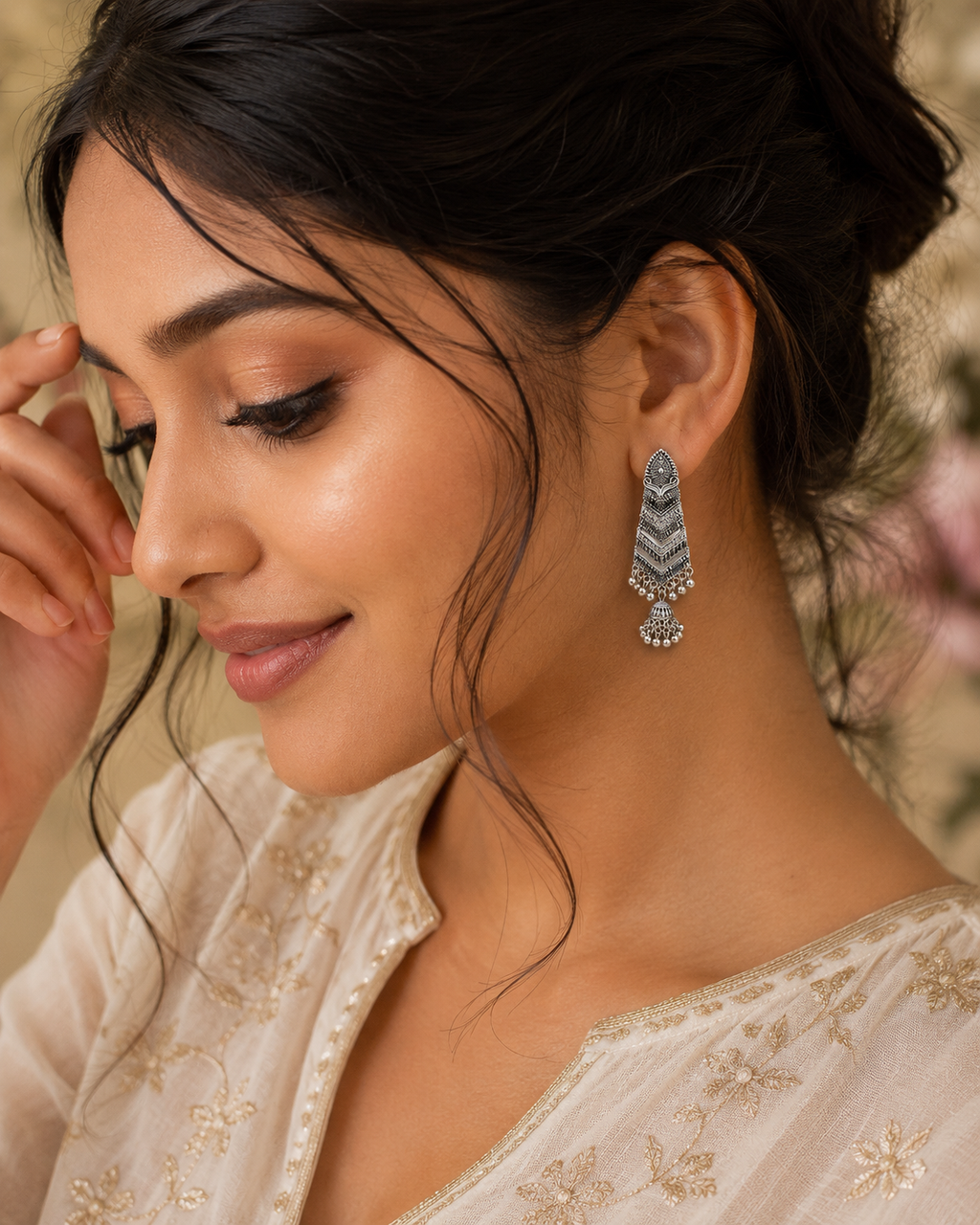 Silver Noor Jhumka Earrings