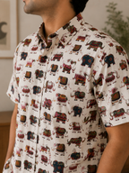 Men’s Off-White Elephant Print Cotton Shirt