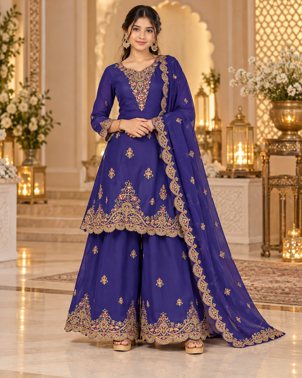 Royal Embroidered Palazzo Suit Set