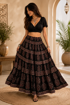 Rani Noir Heritage Tiered Skirt