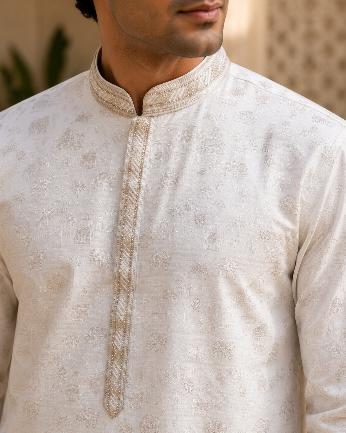 Ivory Heritage Embroidered Kurta