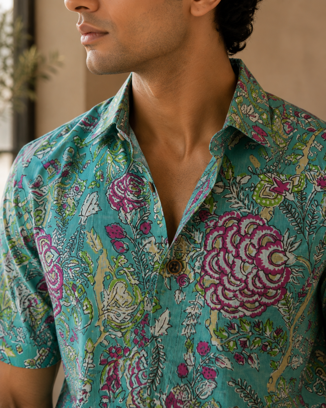 Botanical Bloom Cotton Short Sleeve Shirt