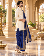 Royal Blue & Gold Men’s Stitched Dhoti