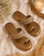 Golden Pearl Luxe Toe-Ring Sandals