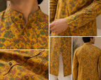 Mustard Heritage Floral Cotton Kurta