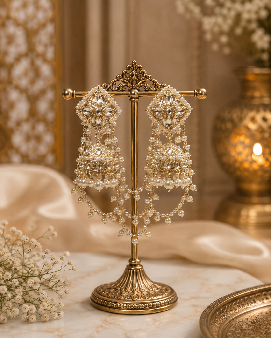 Pearl Noor Passa Jhumka Earrings
