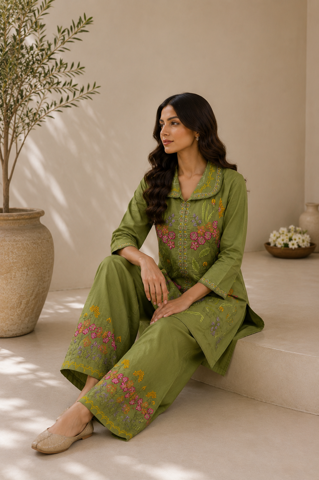 Garden Embroidered Cotton Set