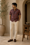 Rust Red Cotton Printed Shirt