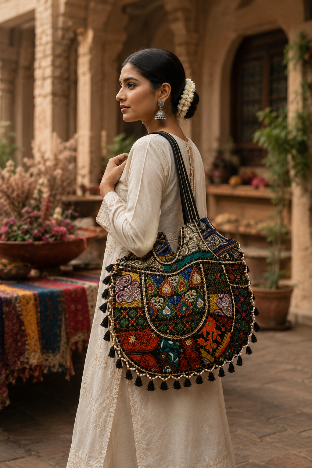 Midnight Mosaic Tassel Tote