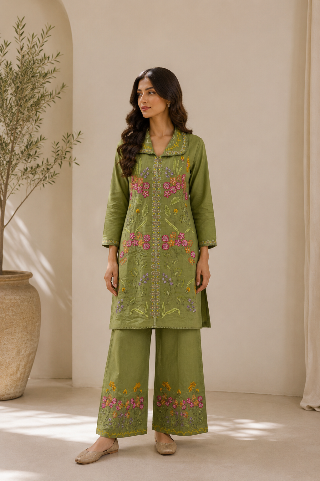 Garden Embroidered Cotton Set