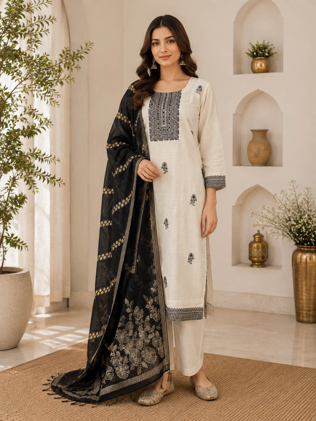 Midnight Ivory Elegance Suit Set