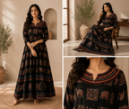 Avani Ornate Tribal Printed Tunic Top in Classic Black