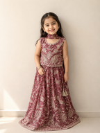 Mini Heritage Embroidered Lehenga Set – Dusty Rose