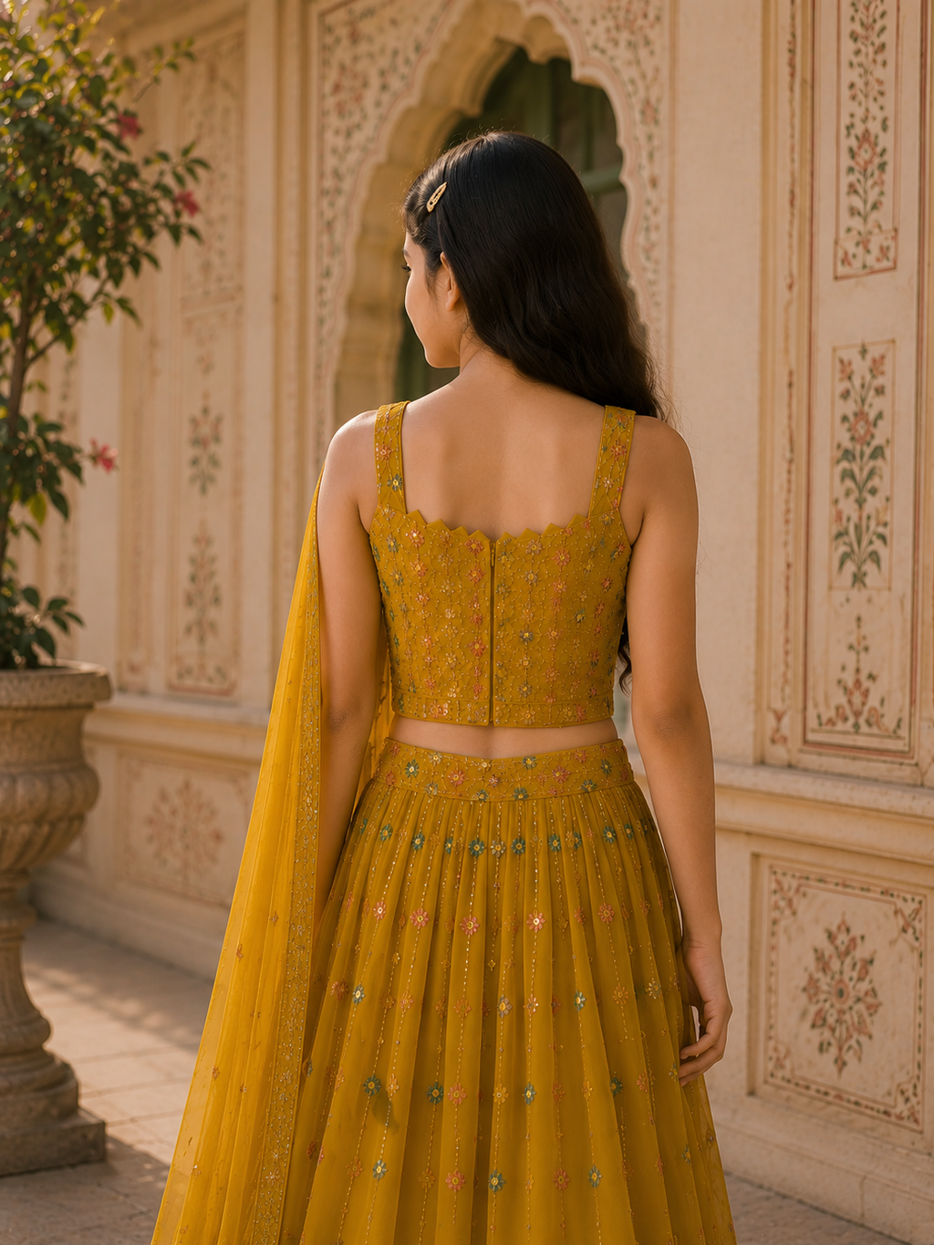 Ananya Ornate Scalloped Lehenga Set in Festive Mustard