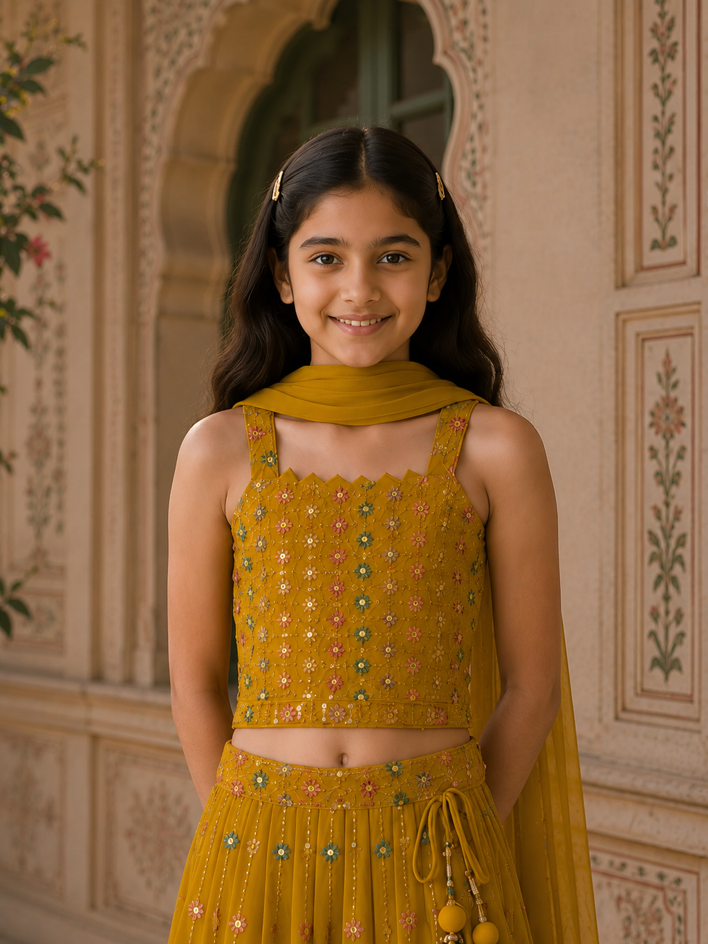 Ananya Ornate Scalloped Lehenga Set in Festive Mustard
