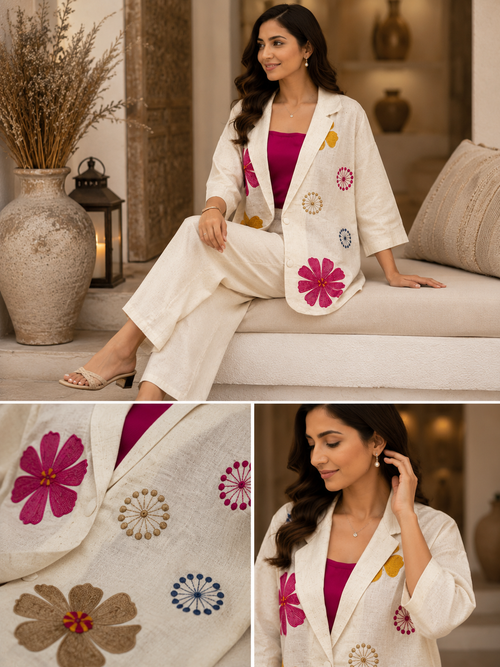 Blooming Heritage Embroidered Linen Set