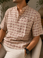 Radhe Print Cotton Kurta for Men