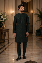 Emerald Noir Embroidered Kurta Set