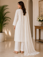 Ivory Elegance Embroidered Chikankari Suit Set