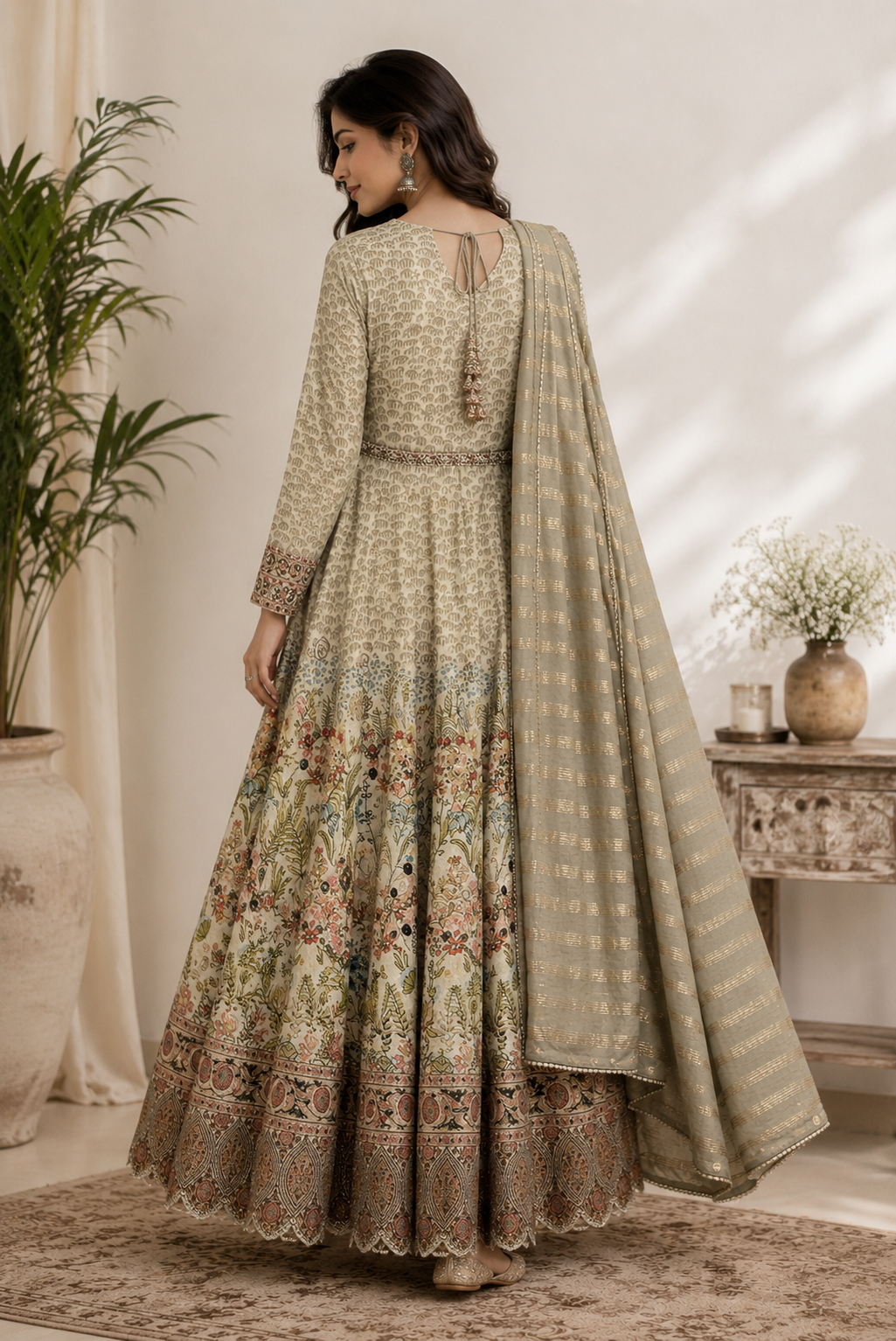 Sage Green Anarkali Set