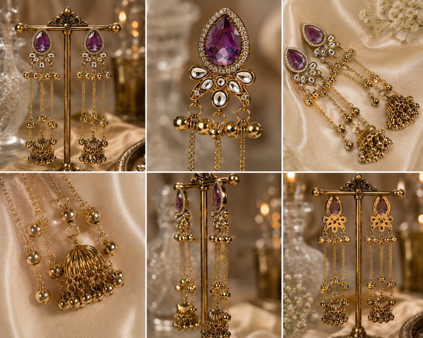 Royal Amethyst Cascade Jhumka Earrings