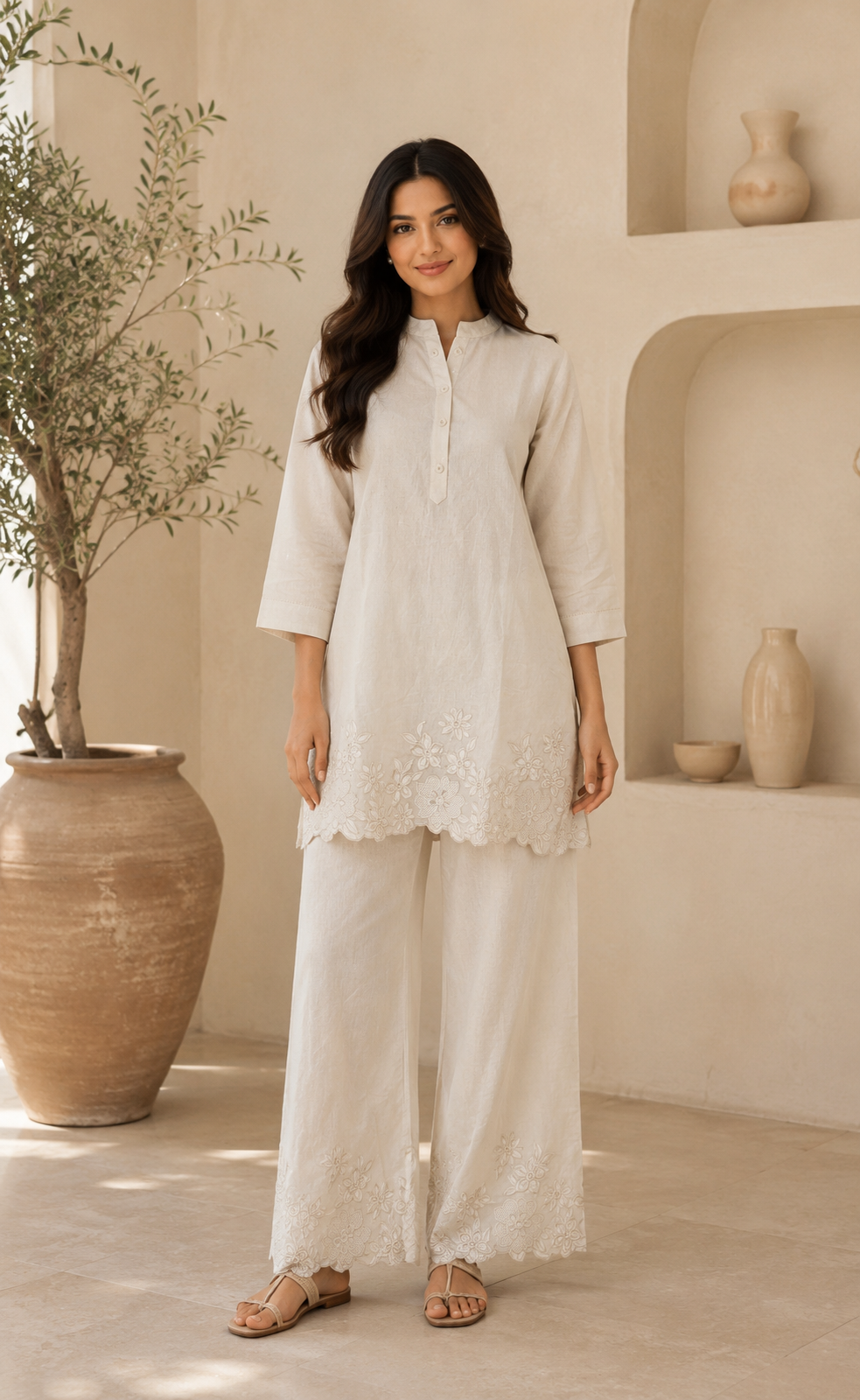 Blossom Embroidered Cotton Set
