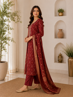 Ruby Royale Embroidered Suit Set