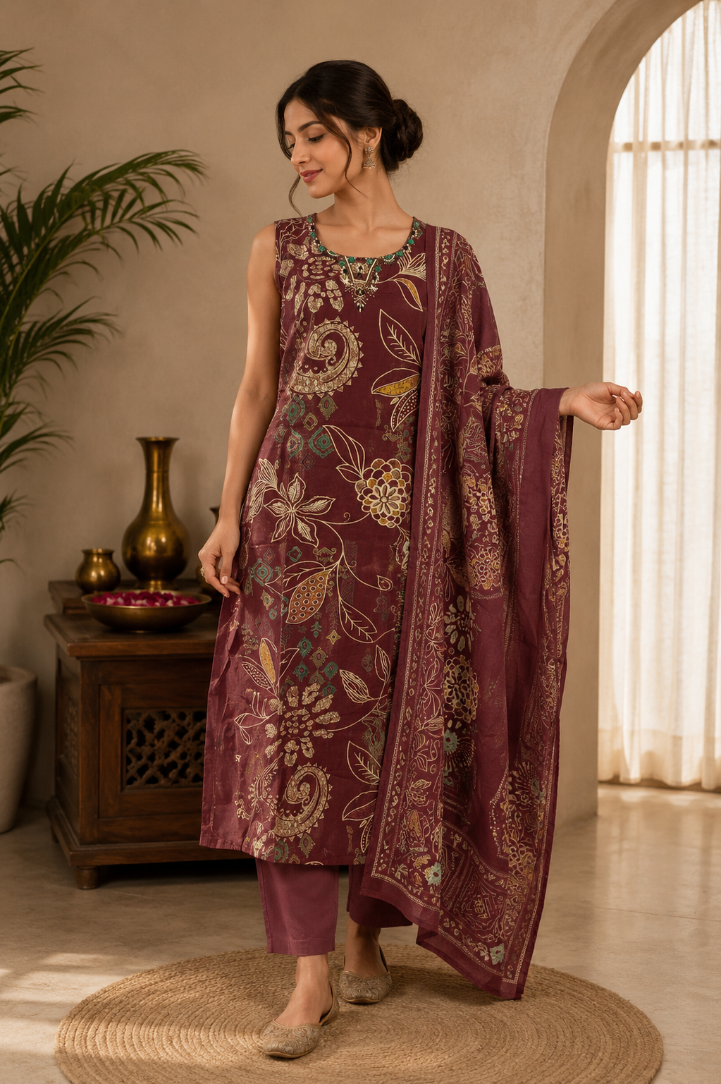 Mulberry Paisley Embroidered Set