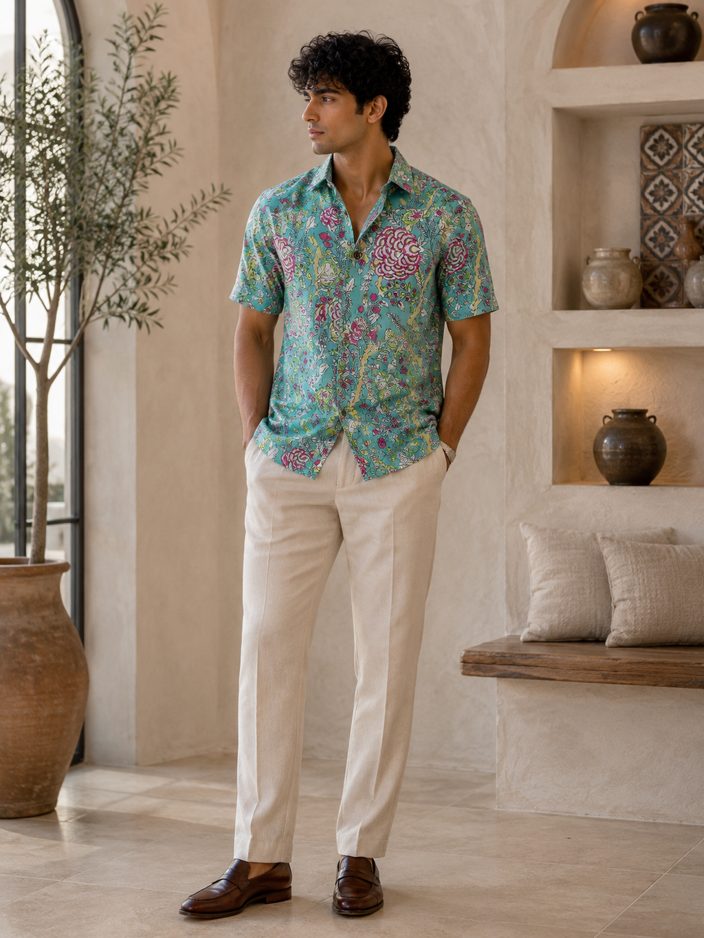 Botanical Bloom Cotton Short Sleeve Shirt
