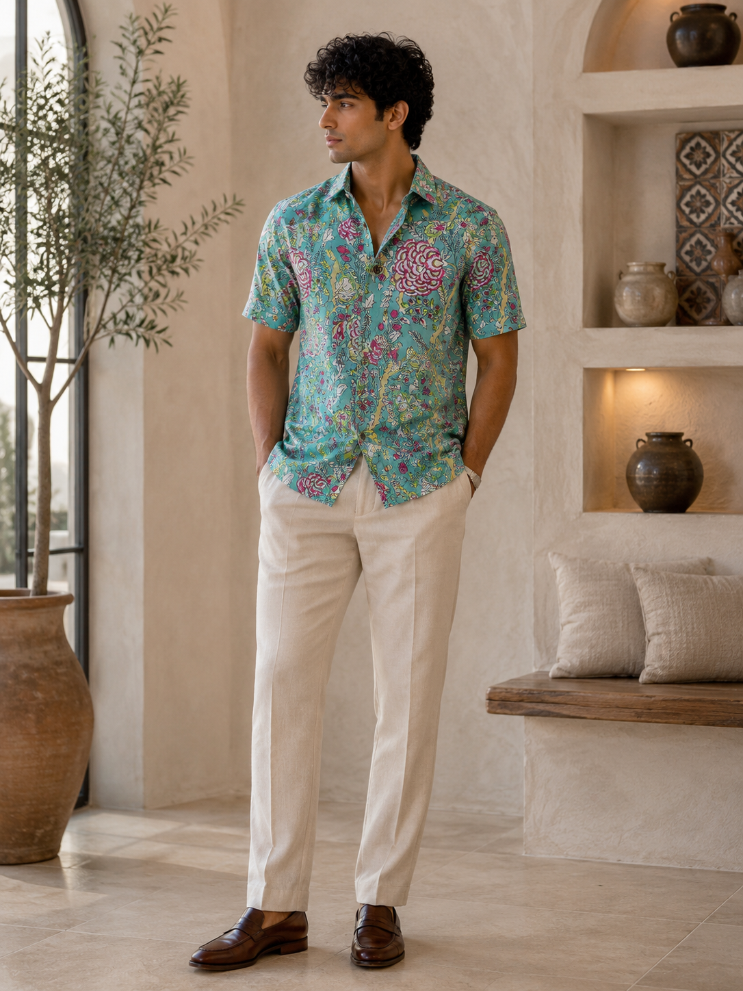 Botanical Bloom Cotton Short Sleeve Shirt