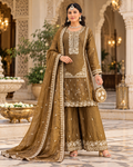 Regal Embroidered Palazzo Suit Set with Matching Purse