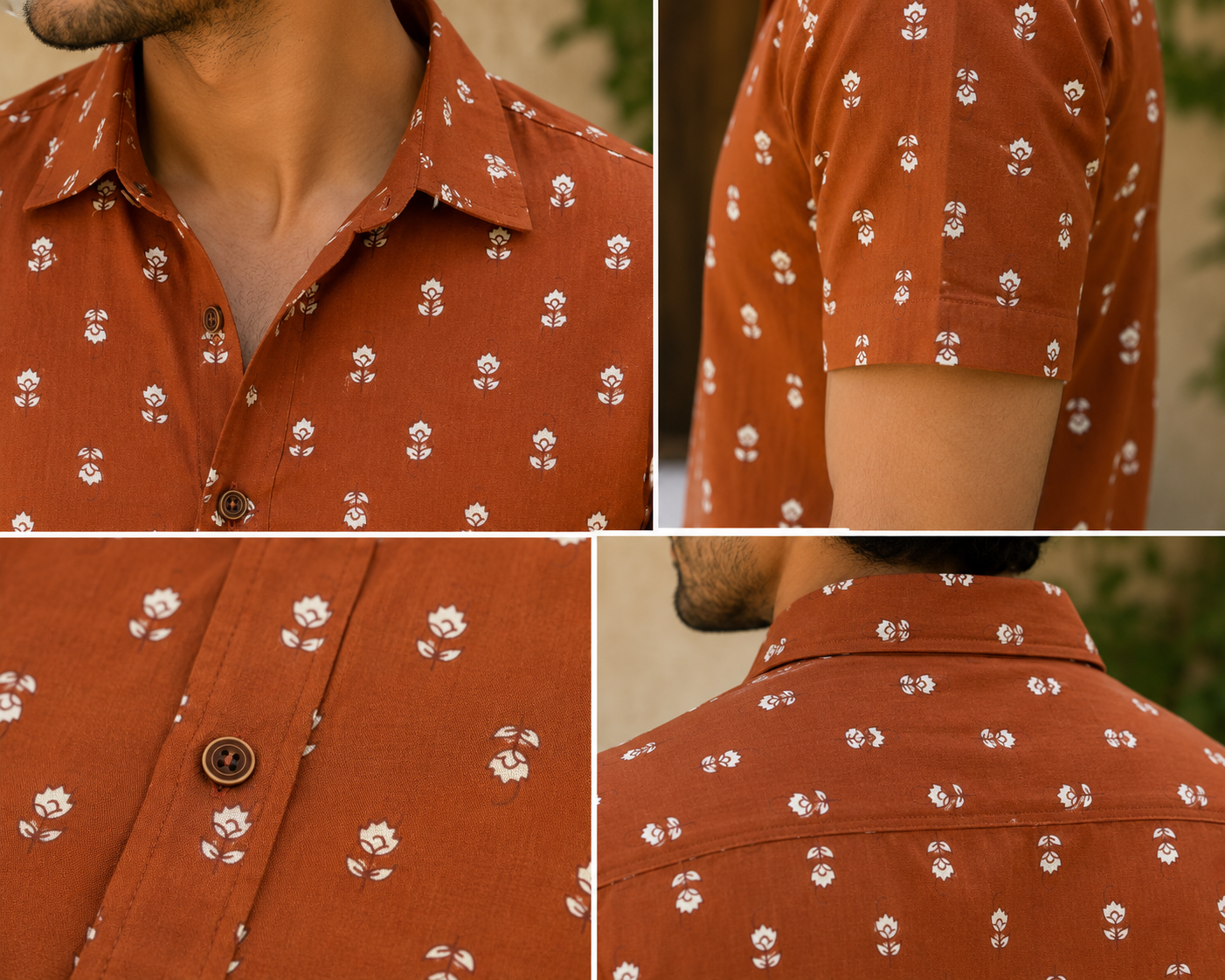 Terracotta Bloom Cotton Shirt