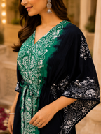 Emerald Batik Kaftan Dress