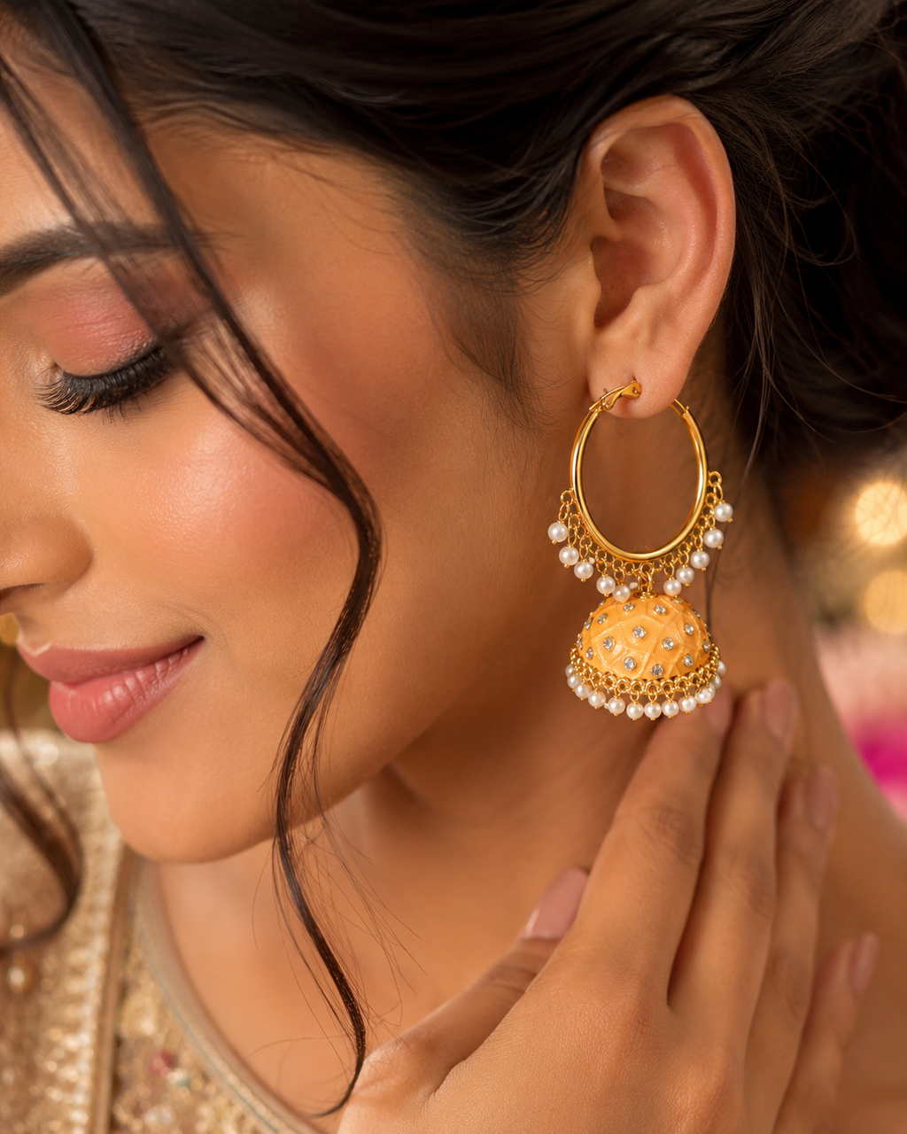 Pearl Bloom Hoop Jhumkas