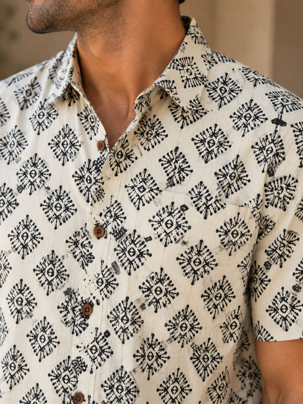 Monochrome Print Cotton Shirt