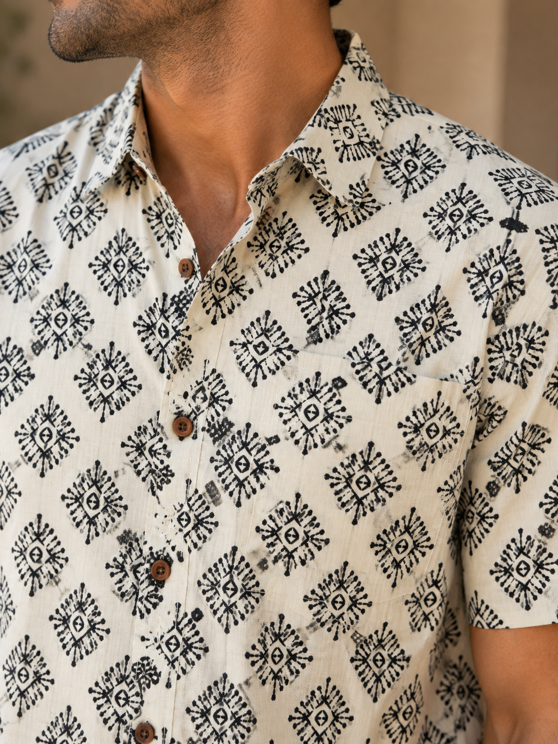 Monochrome Print Cotton Shirt