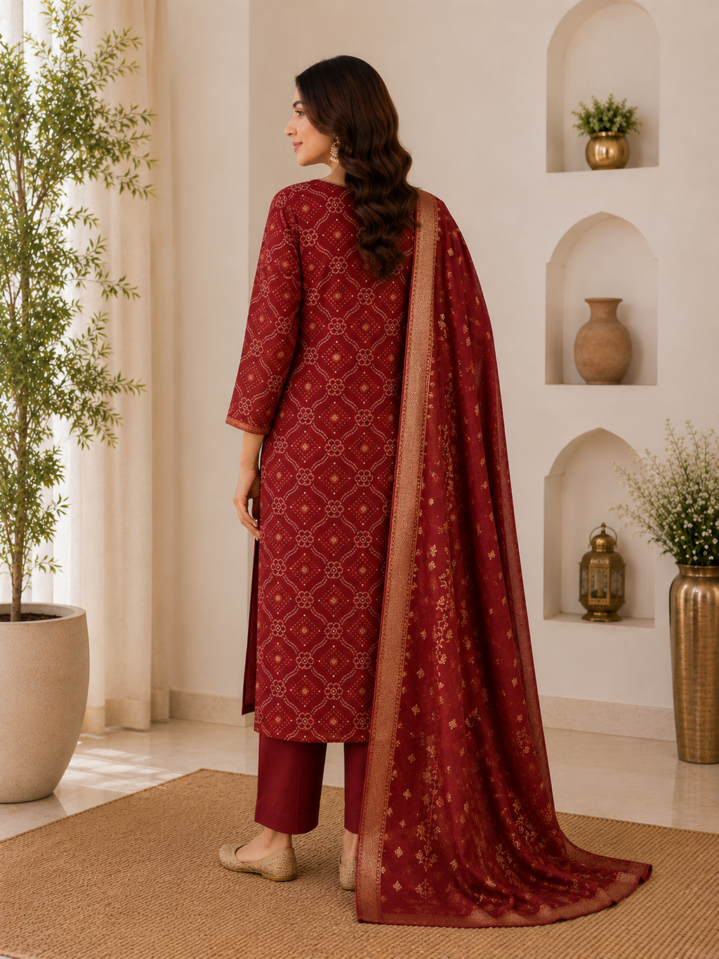 Ruby Royale Embroidered Suit Set