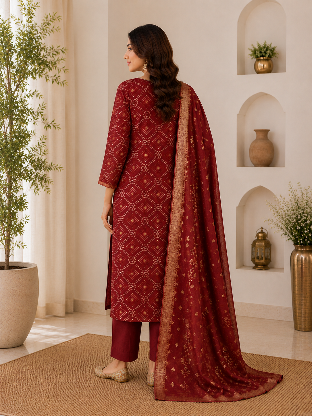 Ruby Royale Embroidered Suit Set