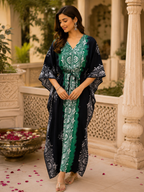 Emerald Batik Kaftan Dress