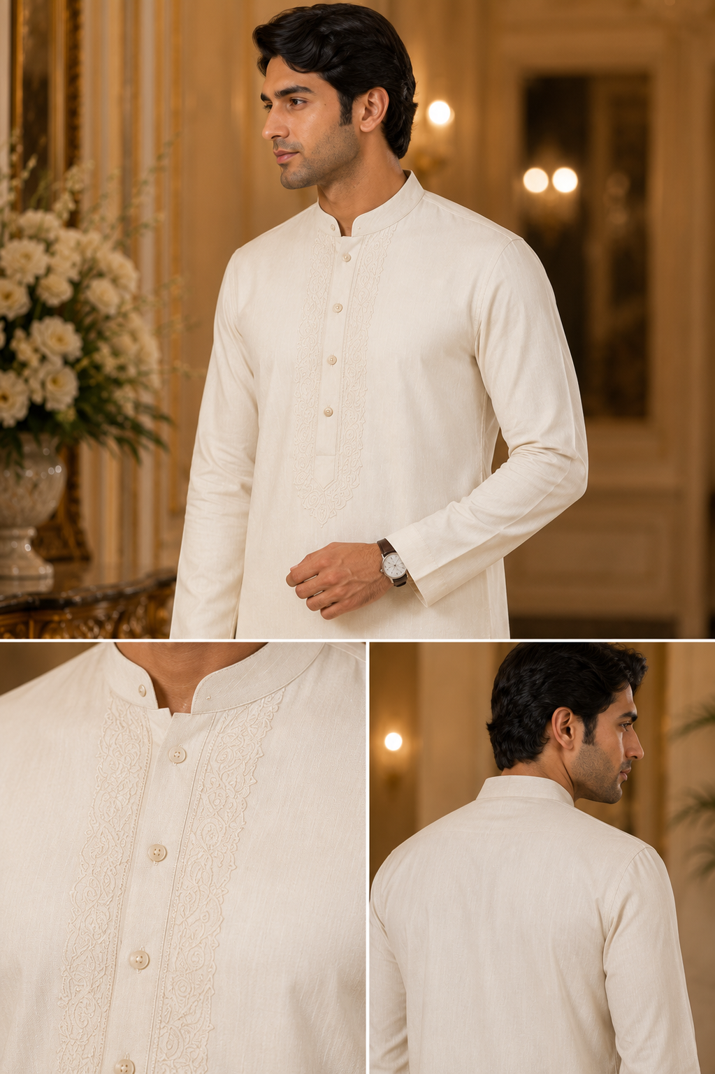 Ivory Heritage Embroidered Kurta
