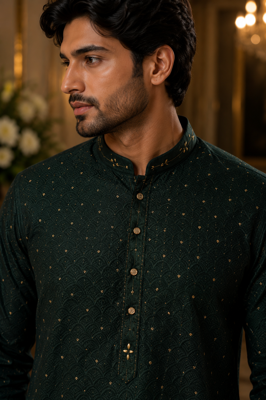 Emerald Noir Embroidered Kurta Set