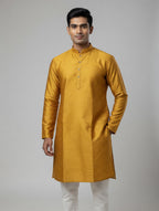 Reyansh Textured Silk Kurta Set in Festive Ochre