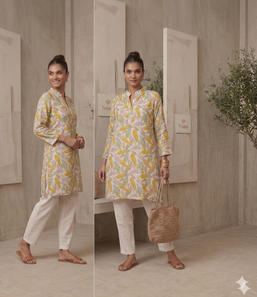 Elegant Leaf Print Kurti