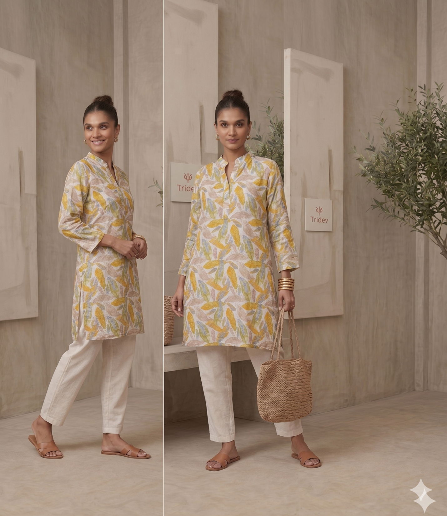 Elegant Leaf Print Kurti