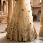Avani Whimsical Forest Embroidered Lehenga Set in Pale Silk Cream